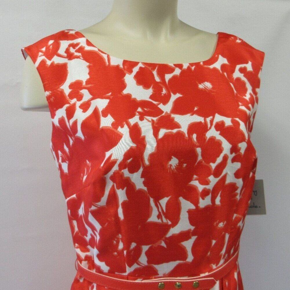 DANNY & NICOLE Fit‎ & Flare Floral Sleeveless Mini Dress Size 8 Orange White NWT - Picture 3 of 12